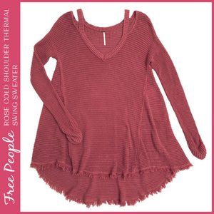 Free People Rose Cold Shoulder Thermal Swing Sweater Size S